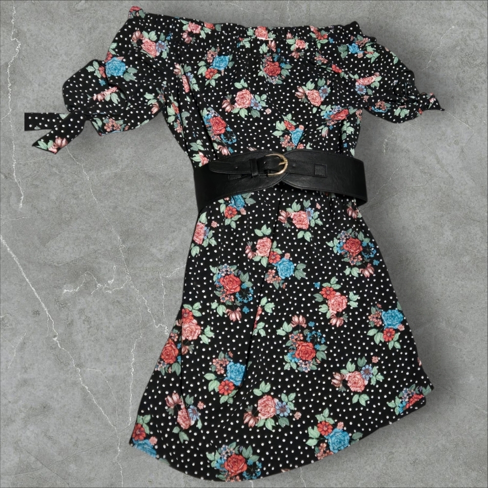 Floral Open Shoulder Dress